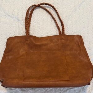 Elegant Brown Faux Leather Tote Bag